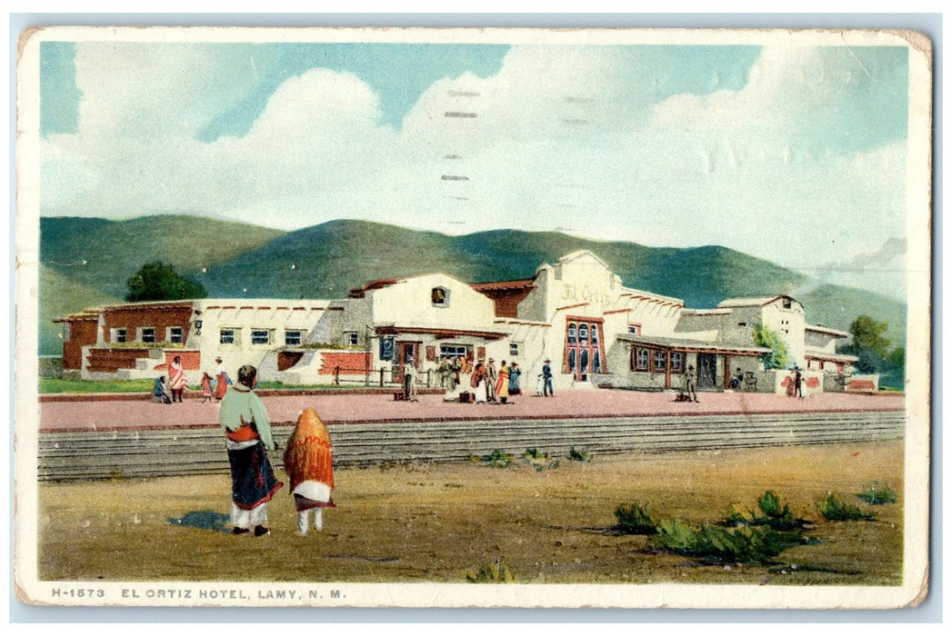1949 El Ortiz Hotel Train Station Restaurant Passenger Building Lamy NM Postcard