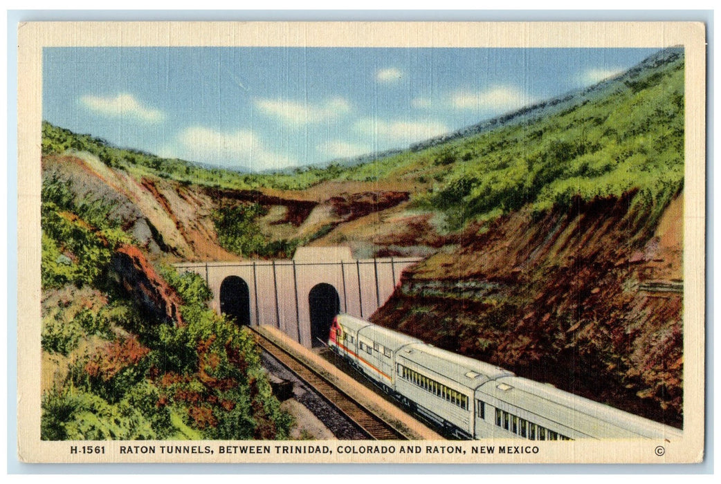 c1940 Raton Tunnels Train Hills Trinidad Colorado & Raton New Mexico NM Postcard