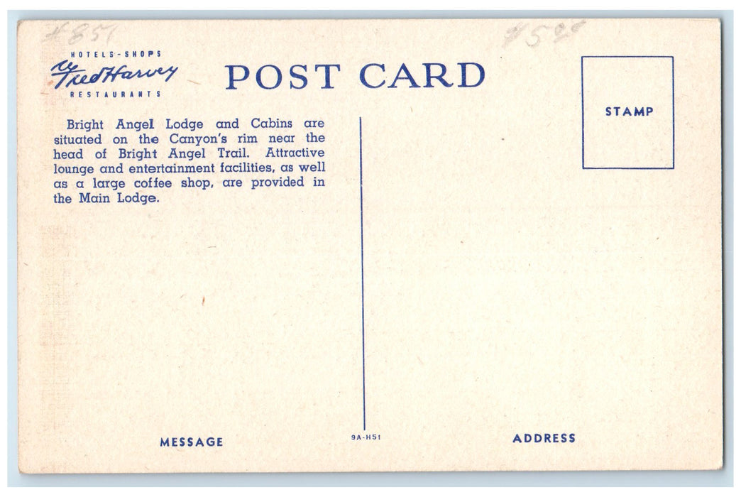 c1940's Entrance To Bright Angel Lodge Classic Cars Restaurant View AZ Postcard