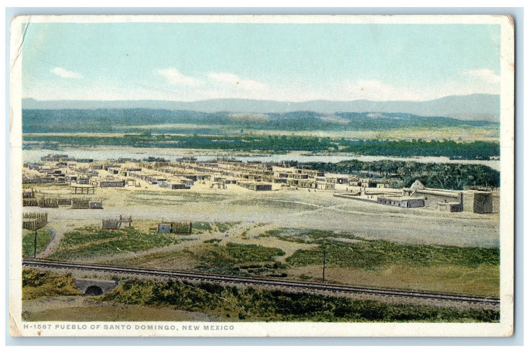 c1920's Aerial View Pueblo View Of Santo Domingo New Mexico NM Unposted Postcard