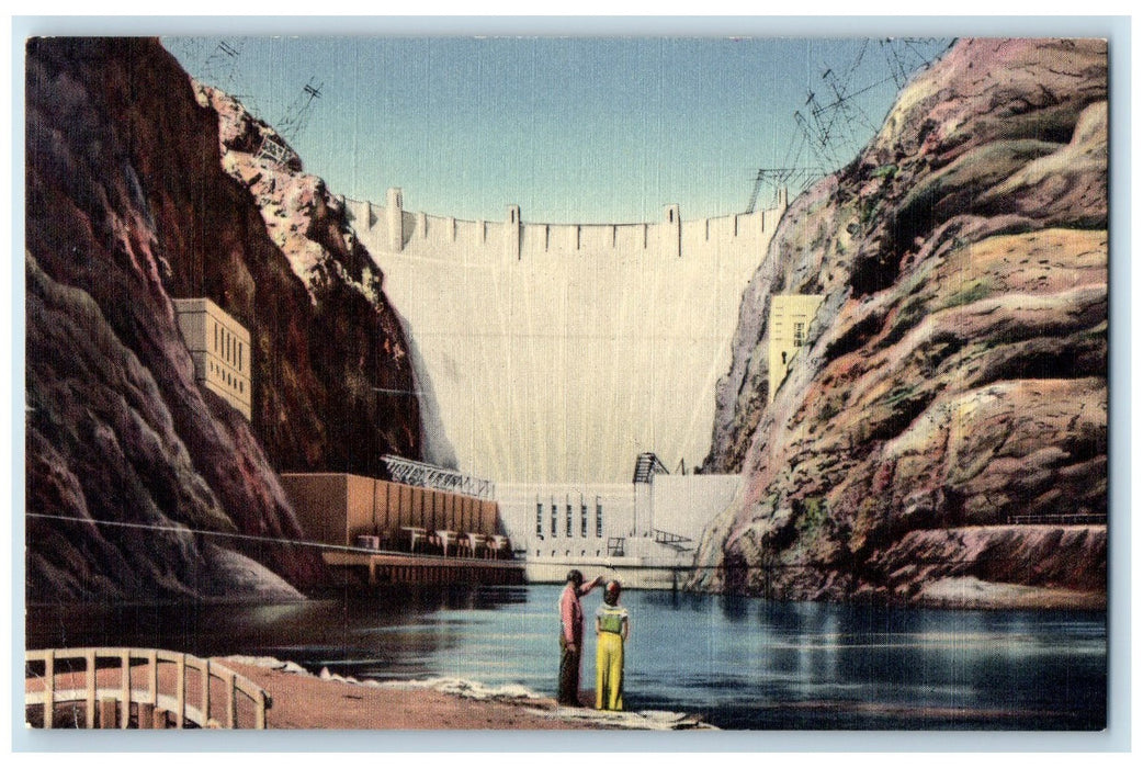 c1950's Hoover Dam Personnel Lake Building Nevada Arizona AZ Unposted Postcard