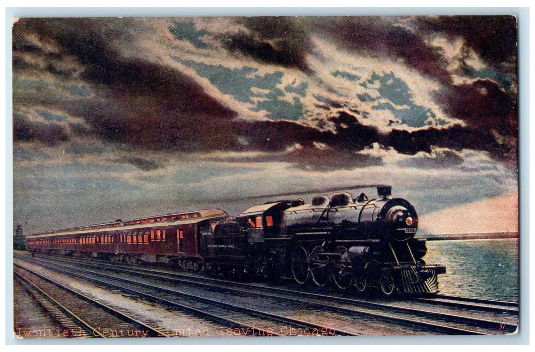 1912 The Twentieth Century Limited Train On Lake Shore New York Central Postcard