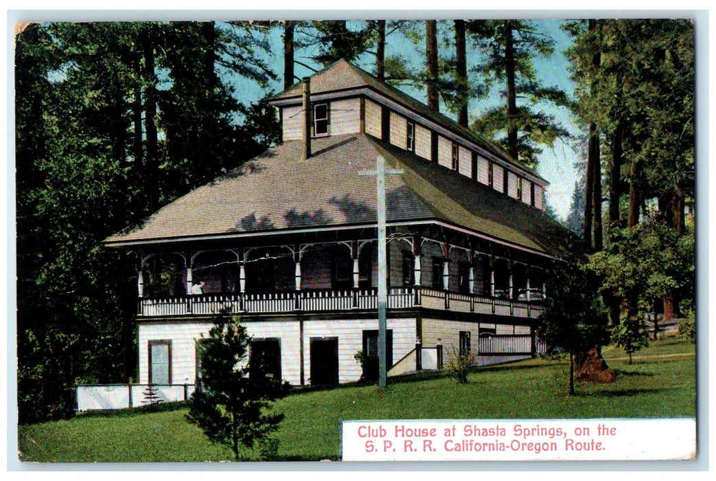 c1950's Club House At Shasta Springs On SPRR California Oregon Route Postcard