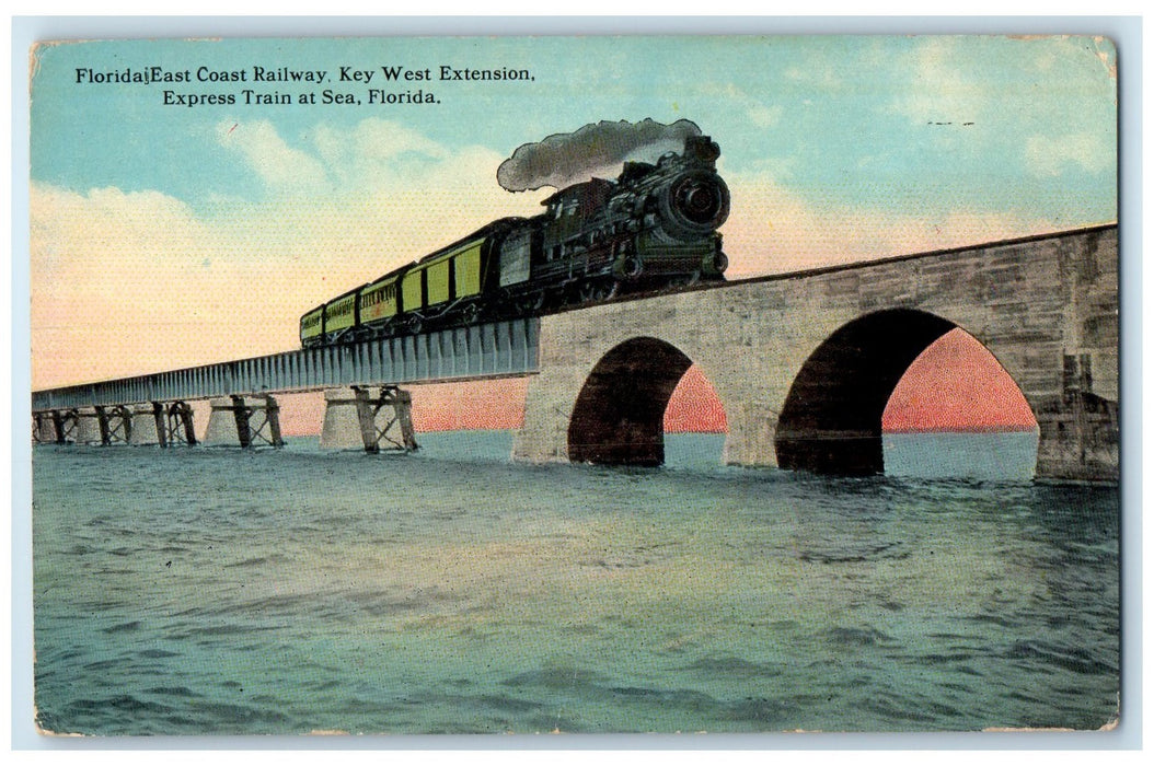 c1950 Florida East Coast Railway Key West Express Train Sea Florida FL Postcard