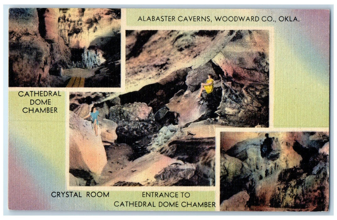 c1940's Alabaster Caverns Cathedral Dome Chamber Woodward County OK Postcard