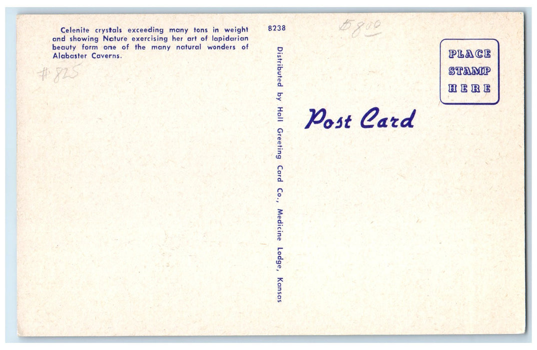 c1940's Alabaster Caverns Cathedral Dome Chamber Woodward County OK Postcard