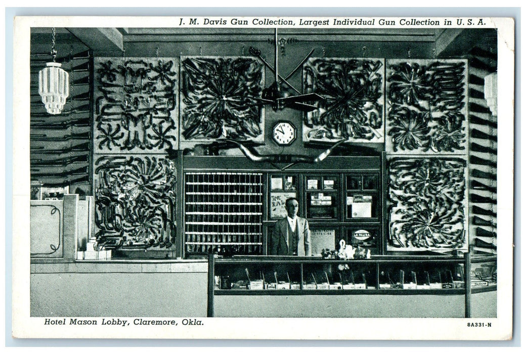 c1940's Hotel Mason Lobby Interior Scene Claremore Oklahoma OK Unposted Postcard