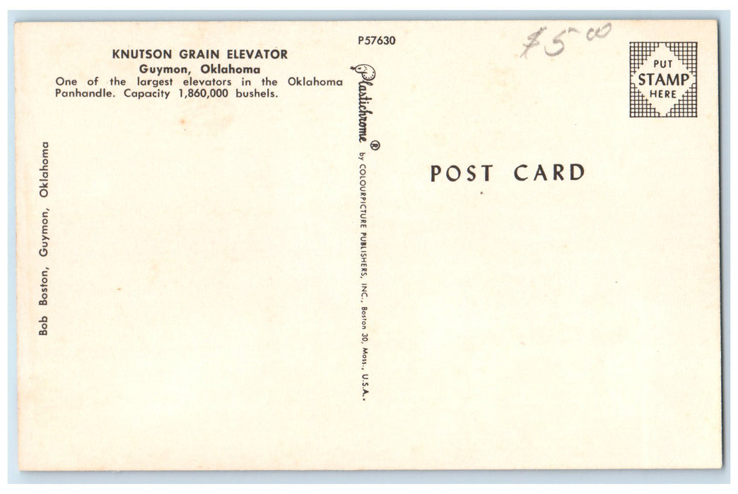 c1960's Knutson Grain Elevator Largest Elevators Guymon Oklahoma OK  Postcard