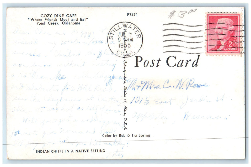 1955 Cozy Dine Cage Where Friends Meet And Eat Pond Creek Oklahoma OK Postcard
