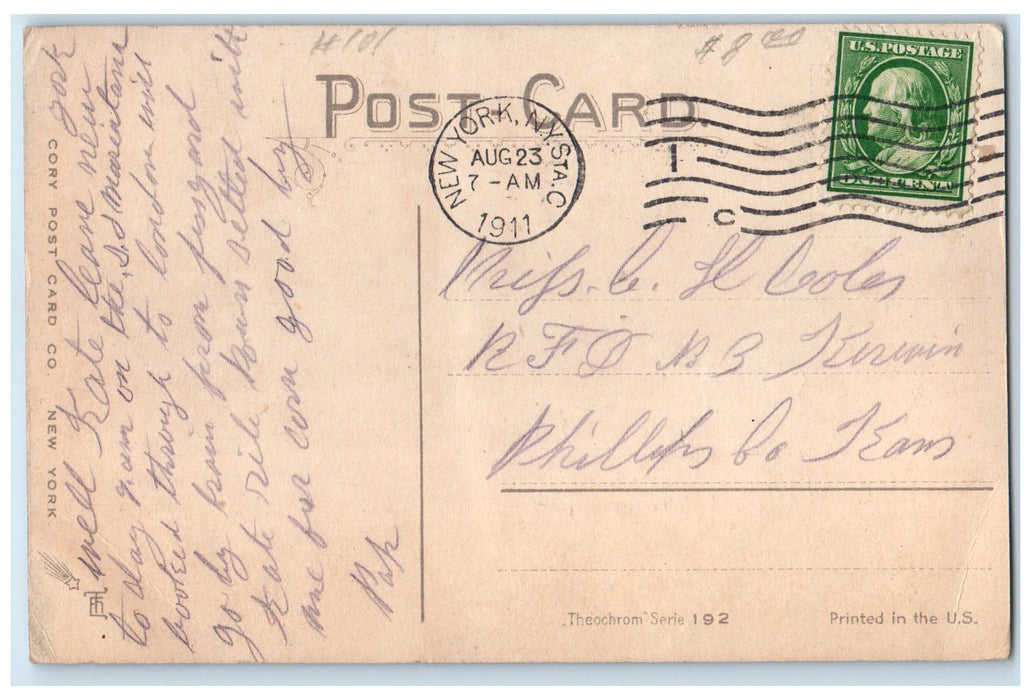 1911 SS Mauretania Ship The Fastest Steamer Of The World New York NY Postcard