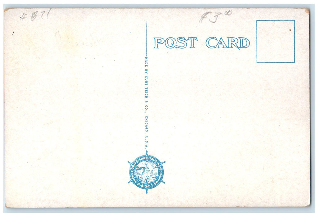 c1920's White Liner Ship Chicago Duluth & Georgian Bay Transit Co. IL Postcard