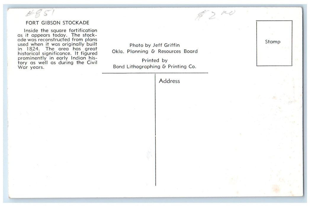 c1960's Old Fort Gibson Stockade Well Scene Fort Gibson Oklahoma OK Postcard