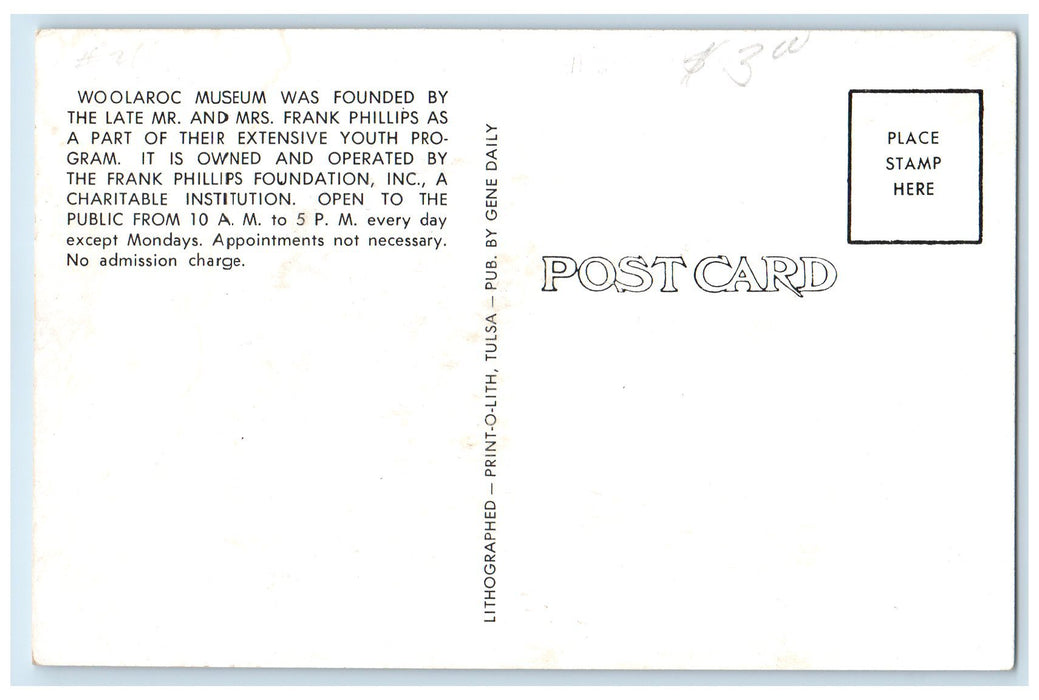 c1960's Woolaroc Museum Entrance Near Bartlesville Oklahoma OK Flags Postcard