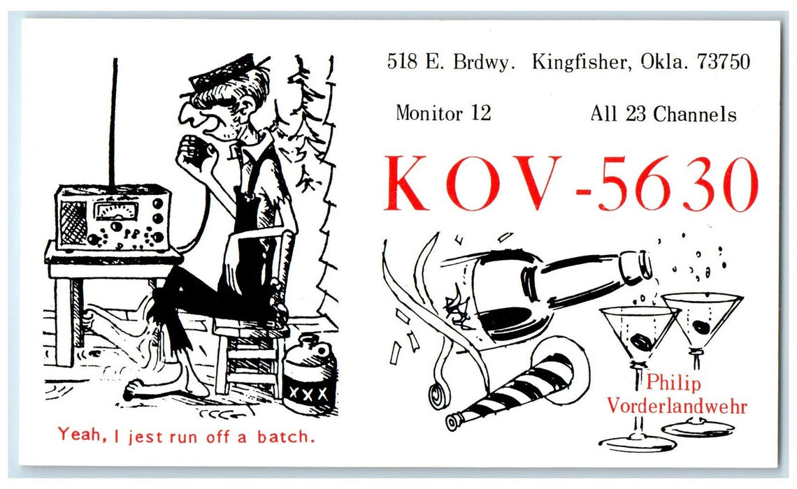 c1940's Ham Radio Champagne All 23 Channels King Fisher Oklahoma OK Postcard