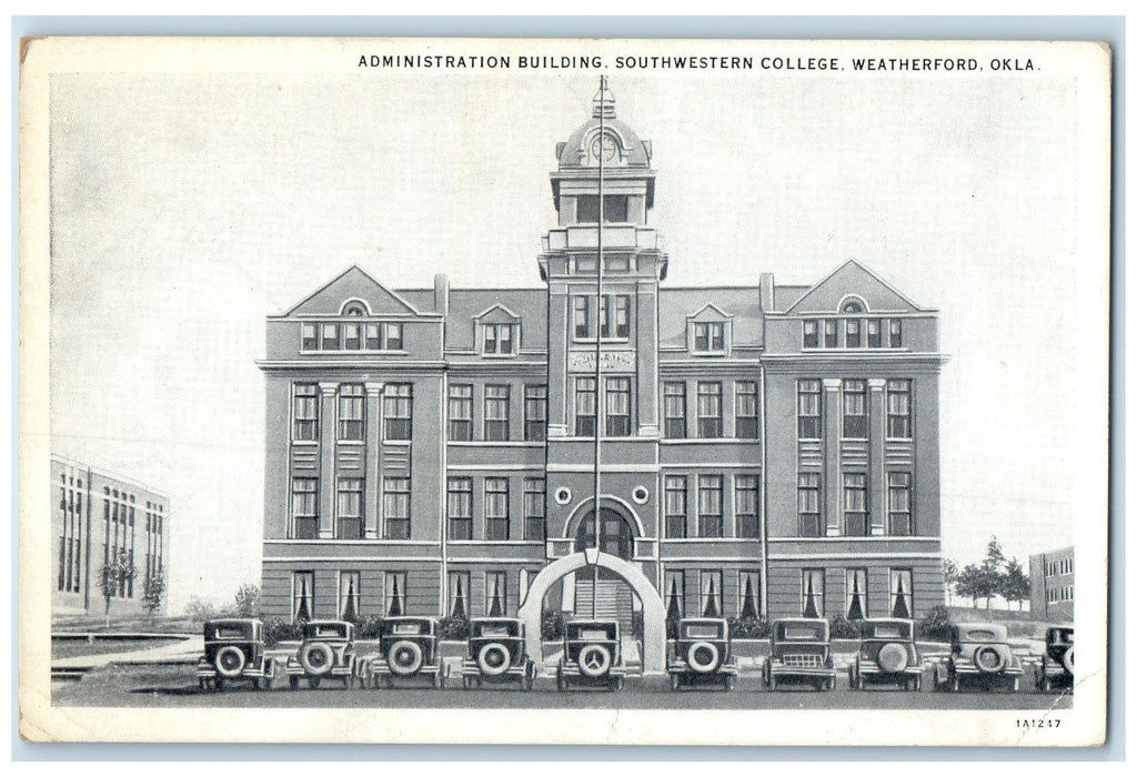 1940 Administration Building Scene Southwestern College Weatherford OK Postcard