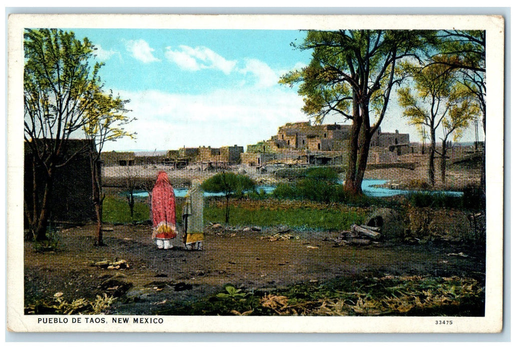 1929 Indian Villages Ladies Pond Lake View Pueblo De Taos New Mexico NM Postcard