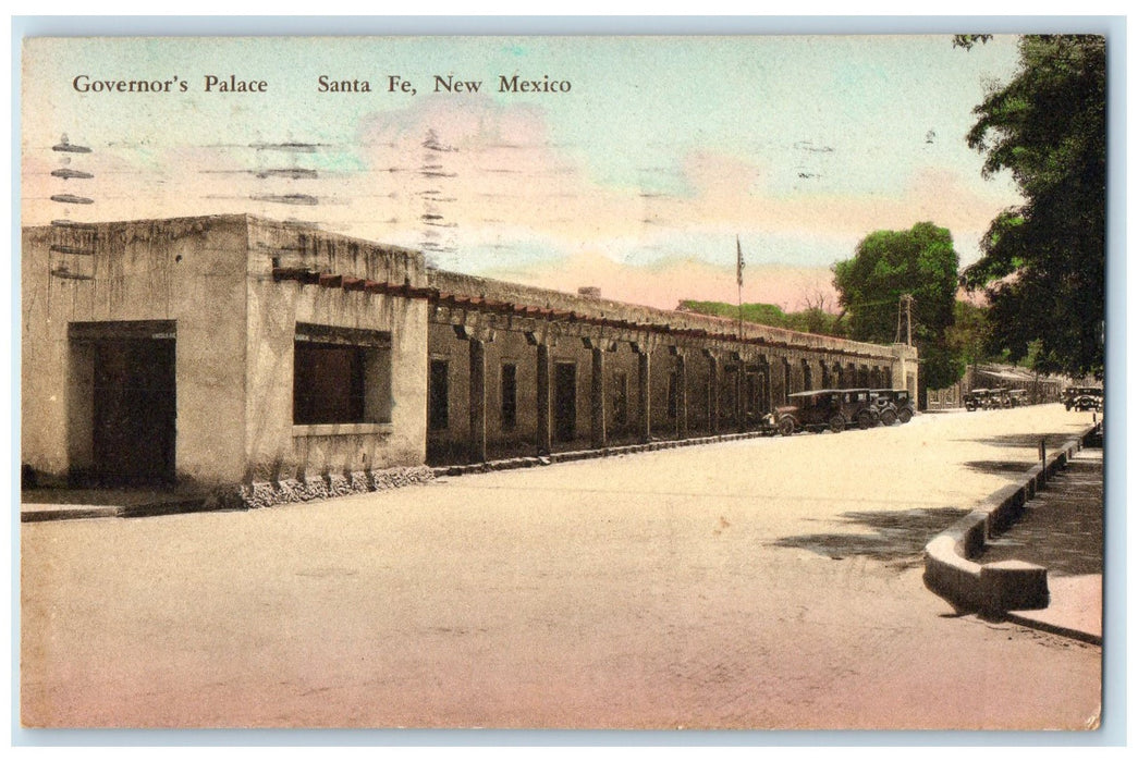 1935 Governor's Palace Building Classic Cars Santa Fe New Mexico NM Postcard