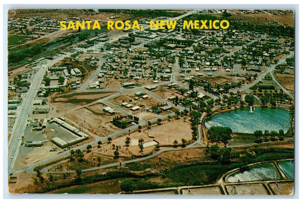 1969 Aerial View City Of Natural Lakes Roads Santa Rosa New Mexico NM Postcard