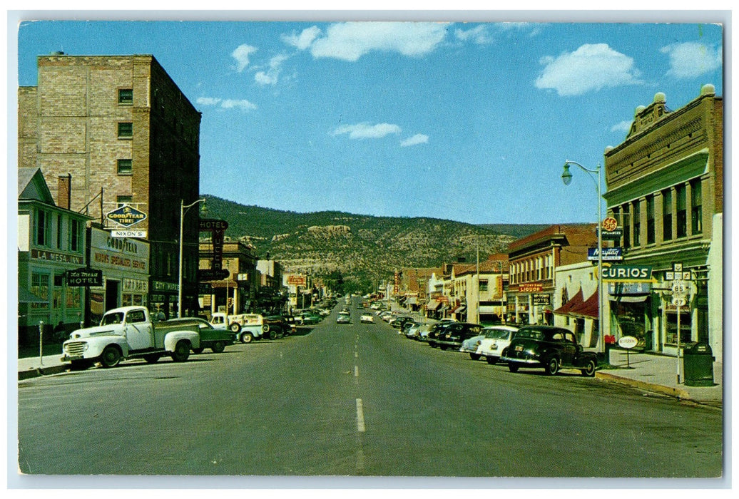 c1950 Business Section Classic Cars Highway Raton New Mexico NM Vintage Postcard