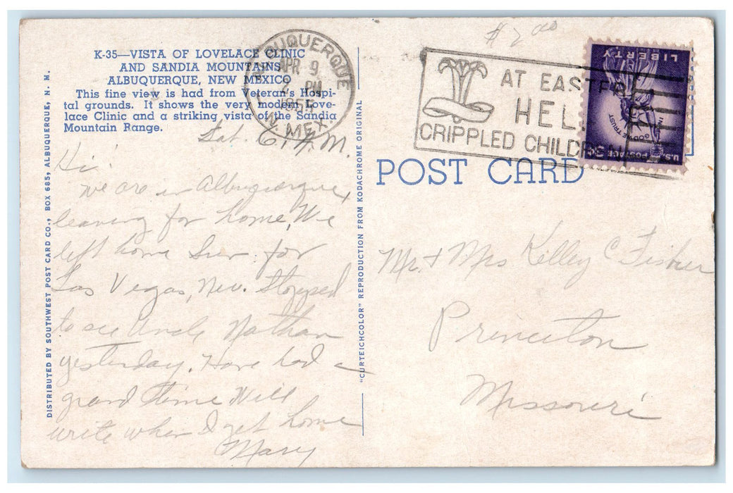 1955 Vista Of Lovelace Clinic Sandia Mountain Albuquerque New Mexico NM Postcard