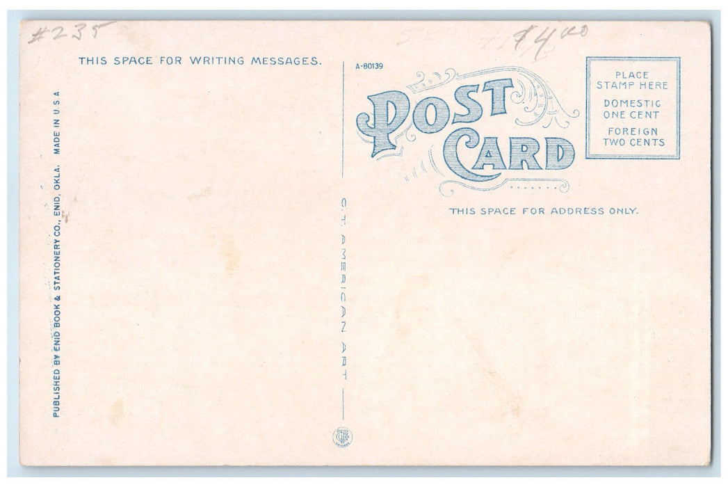 c1920's Enid National Bank Exterior Roadside Enid Oklahoma OK Unposted Postcard