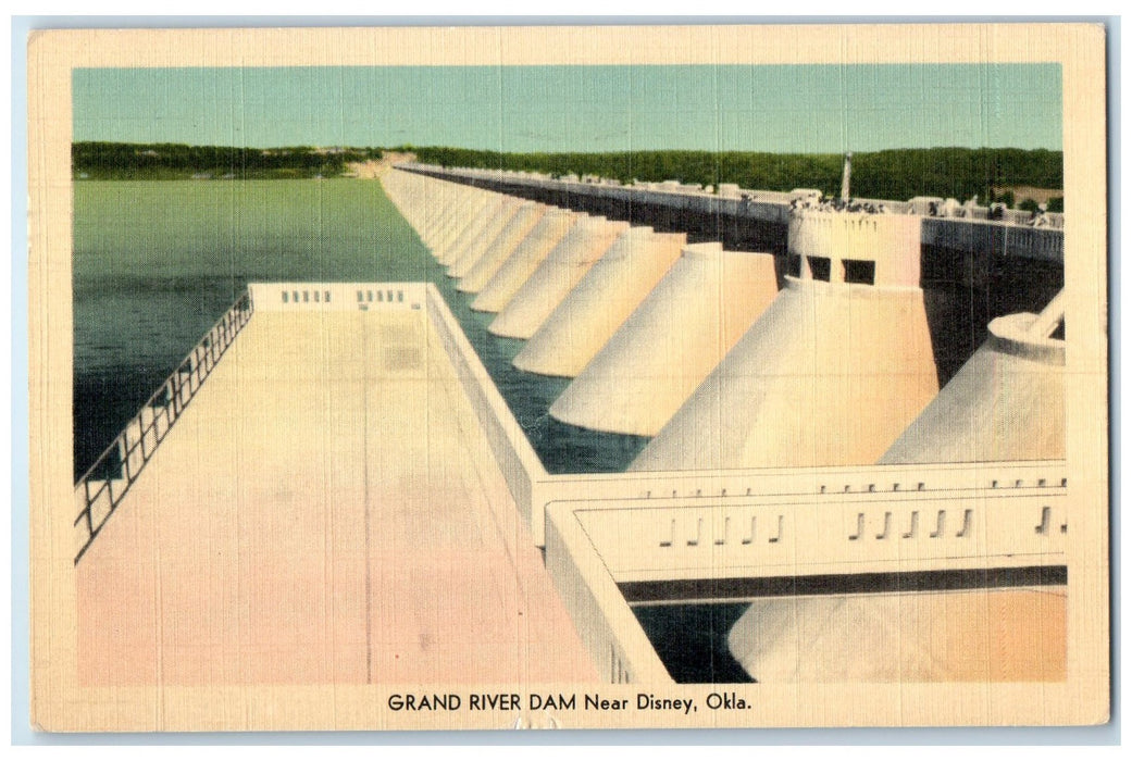 1941 Grand River Dam Hydro-Electric Project Near Disney Oklahoma OK Postcard