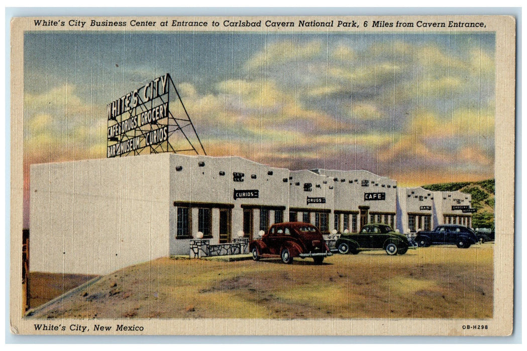 c1940's White's City Business Center At Entrance To Carlsbad Cavern NM Postcard