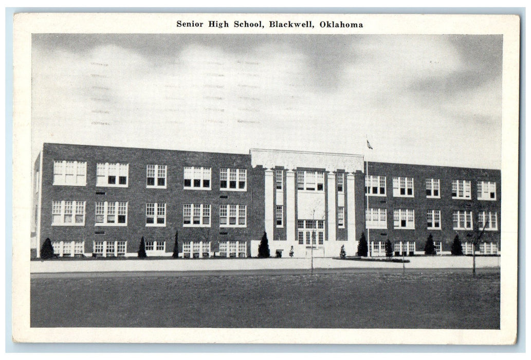 1944 Senior High School Exterior Roadside Blackwell Oklahoma OK Posted Postcard