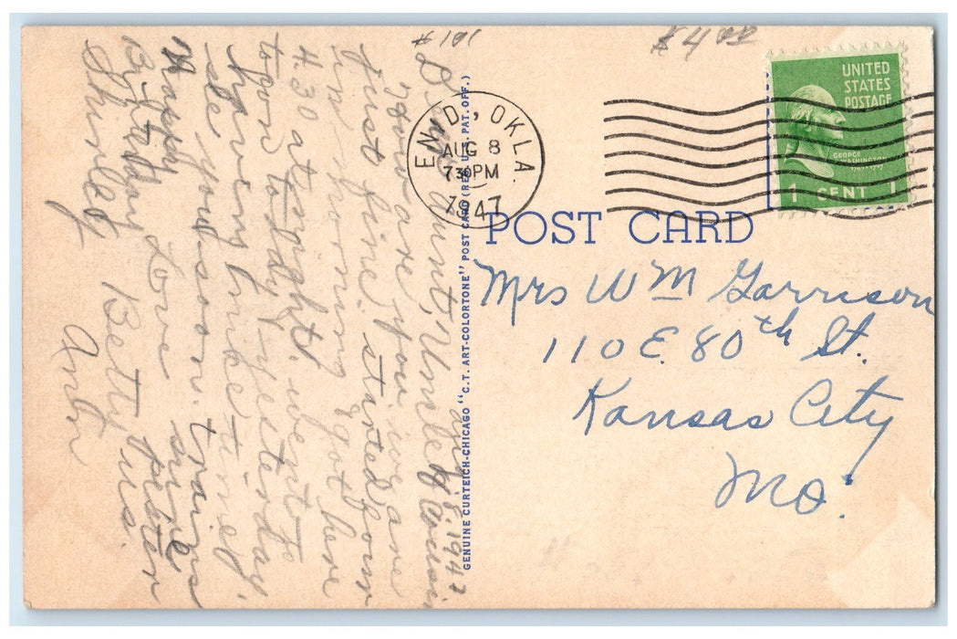 1947 Main Building Phillips University Exterior Enid Oklahoma OK Posted Postcard