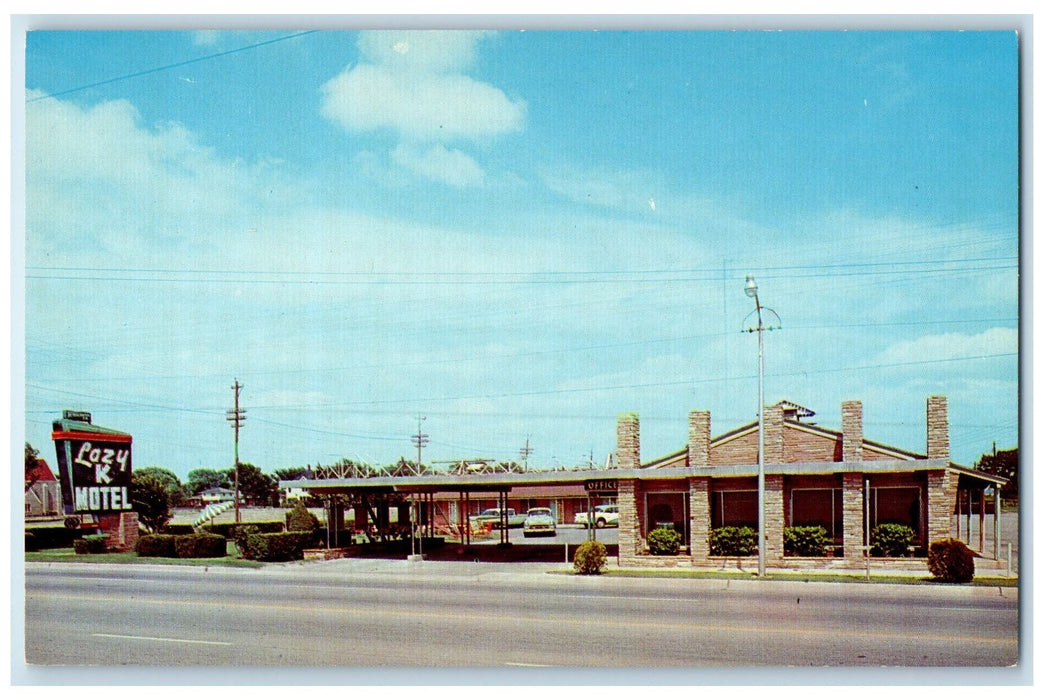 c1960's Lazy K Motel Exterior Roadside Ponca City Oklahoma OK Signage Postcard