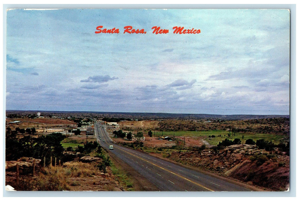 1970 Santa Rosa Highway Classic Cars Houses Plains New Mexico NM Posted Postcard