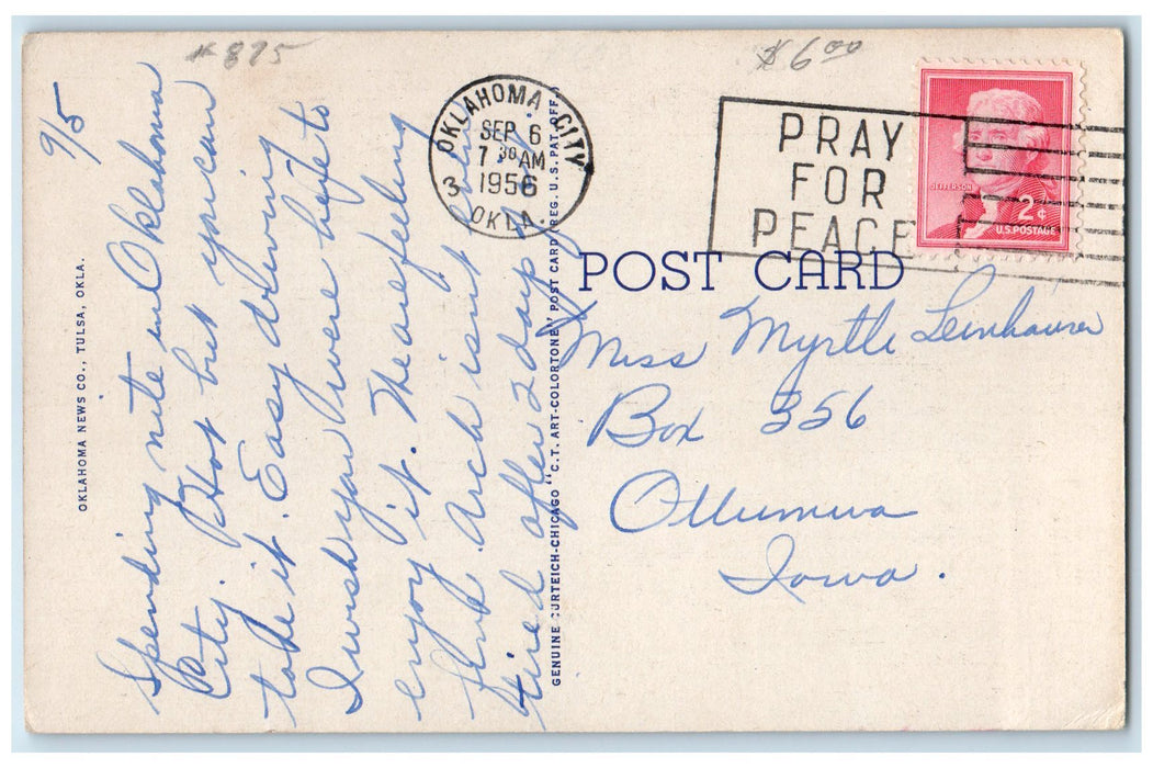 1956 Aerial View Of The Oklahoma Military Academy Claremore Oklahoma OK Postcard