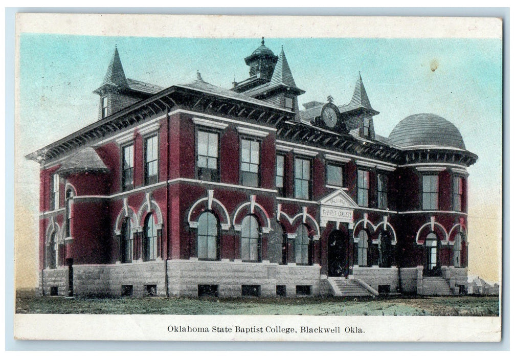 1910 Oklahoma State Baptist College Exterior View Blackwell Oklahoma OK Postcard