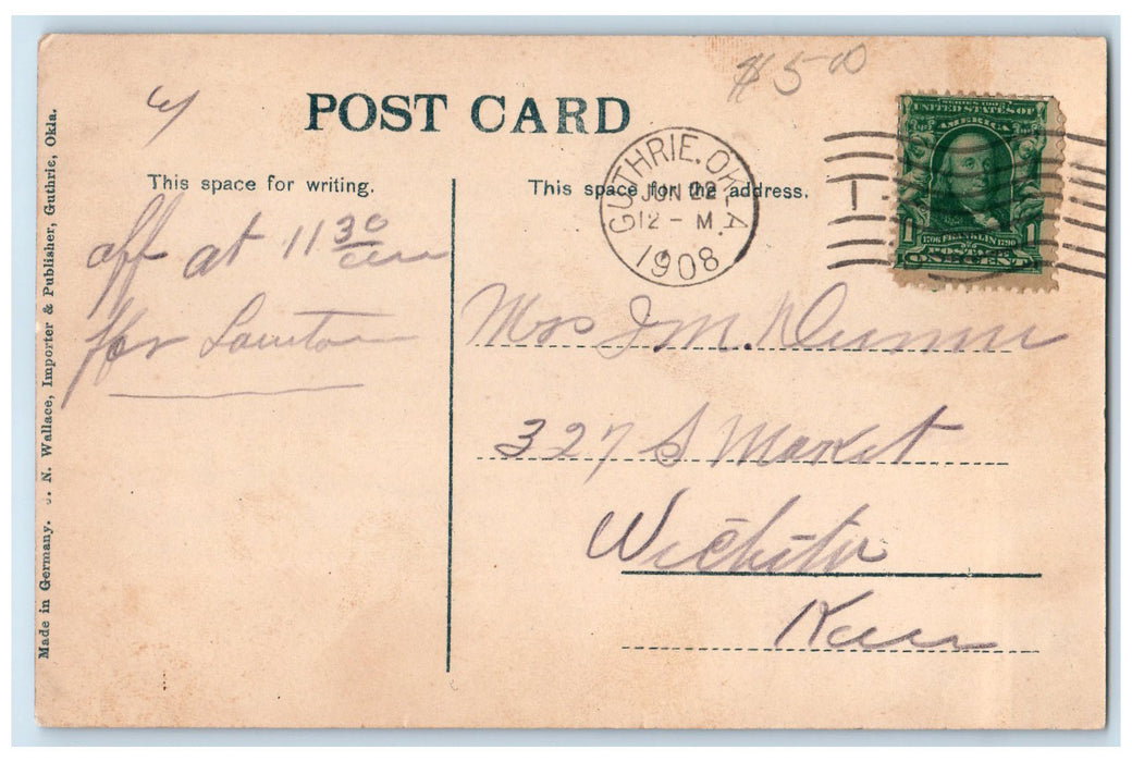 1908 St. Joseph Retreat Exterior People Scene Guthrie Oklahoma OK Trees Postcard