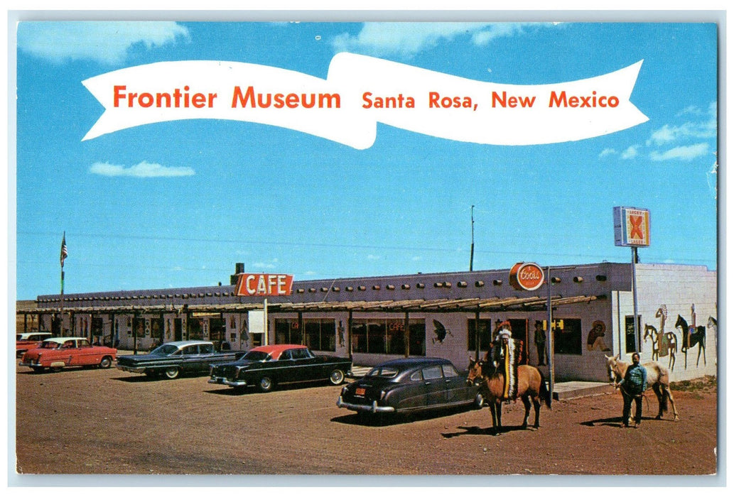 c1950 Frontier Museum Classic Car Horse Riding Santa Rosa New Mexico NM Postcard