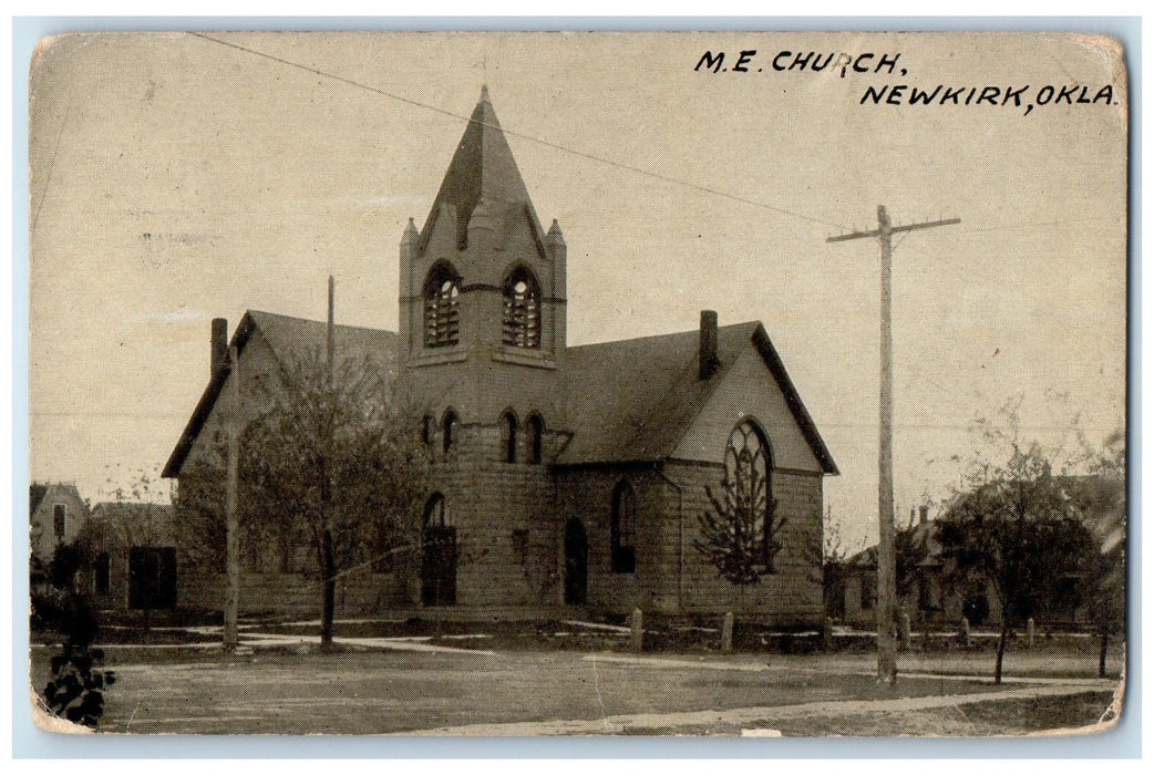 1910 Methodist Episcopal Church Exterior Roadside Newkirk Oklahoma OK Postcard