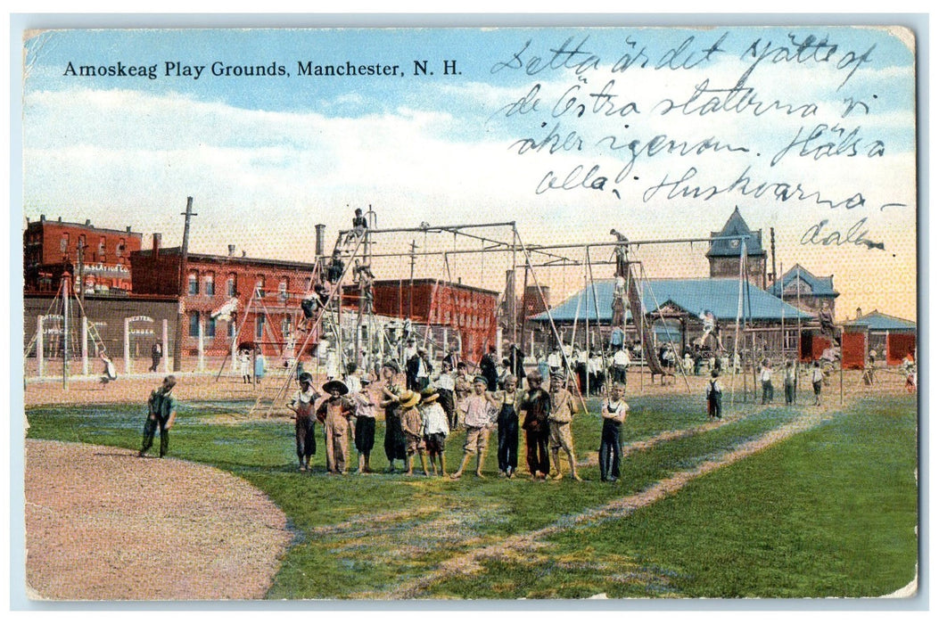 1925 Amoskeag Play Ground Children Building Manchester New Hampshire NH Postcard