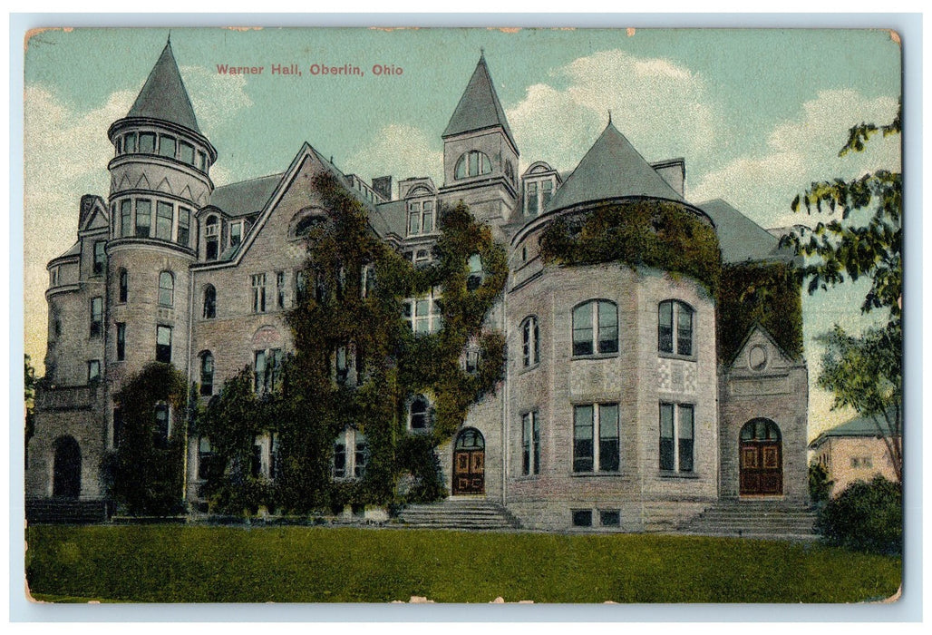 c1910 Warner Hall Oberlin Building Tower Steps Entrance Ohio OH Posted Postcard