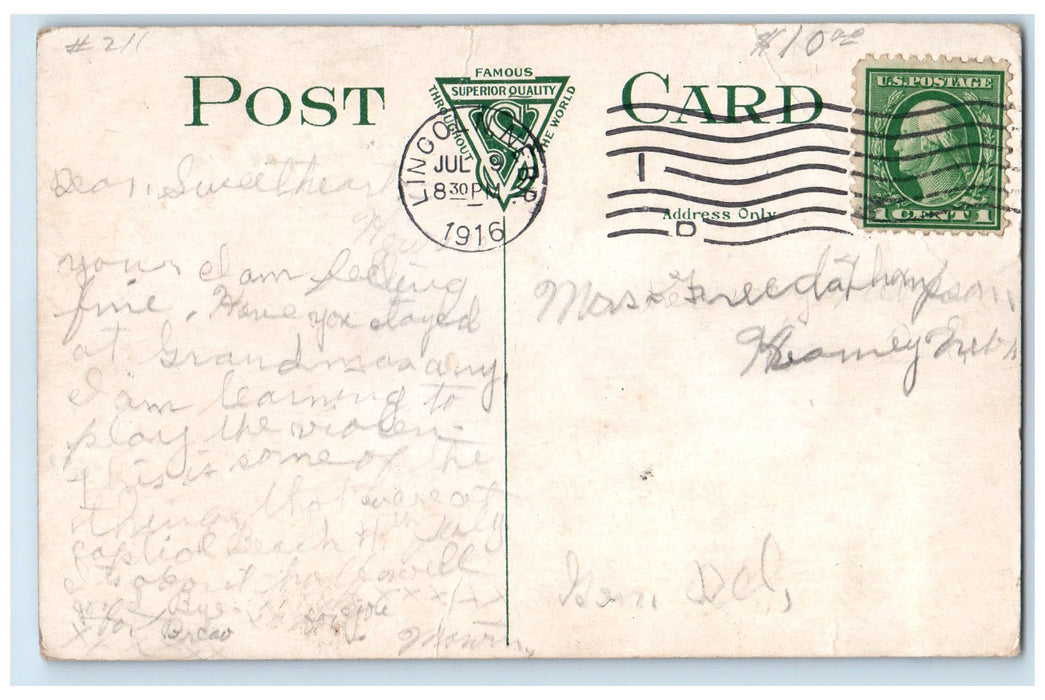 1916 Amusement Park Capitol Beach Lincoln Nebraska NE Roller Coaster Postcard