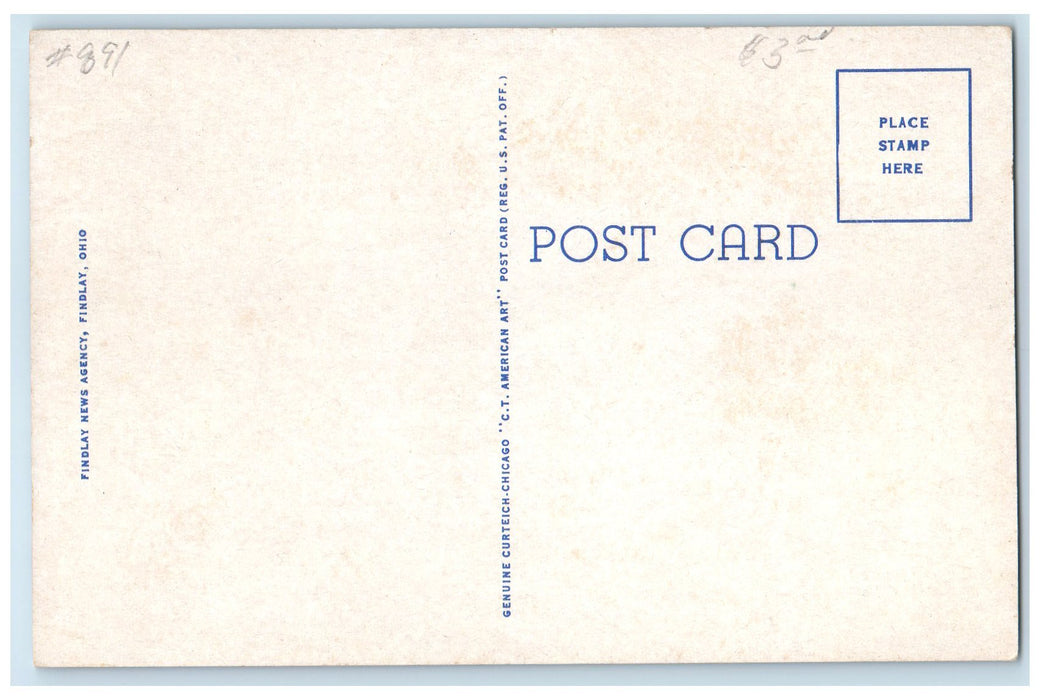 c1950's Municipal Swimming Pool Kids Bathing Playing Findlay Ohio OH Postcard