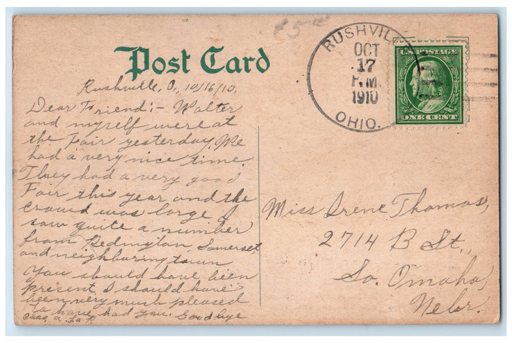 1910 Mt. Pleasant From Race Track Grove View Lancaster Ohio OH Posted Postcard