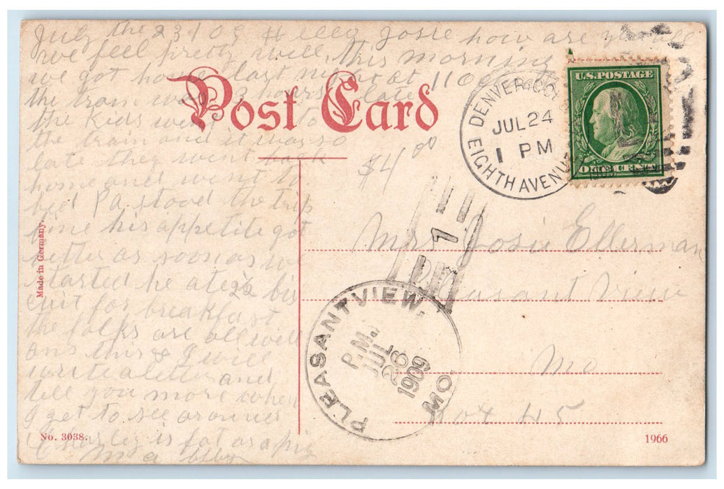 1909 The White City At Night Lampposts Scene Denver Colorado CO Stars Postcard