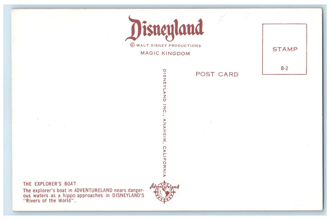 c1960s The Explorer's Boat In Adventureland Rivers Of  World Anaheim CA Postcard