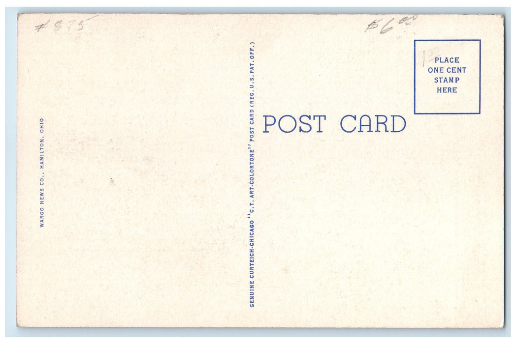 c1940's High Street Looking West Classic Cars Building Hamilton Ohio OH Postcard
