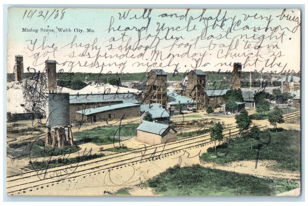 1908 Bird's Eye View Of Mining Webb City Missouri MO Posted Vintage Postcard