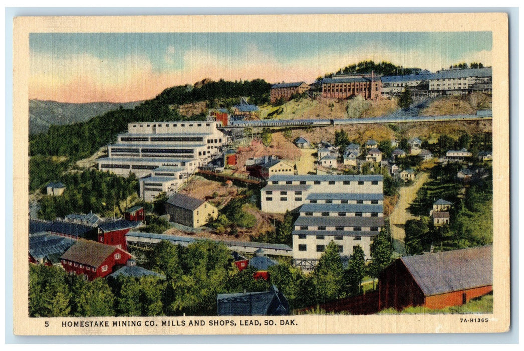 c1940's Homestake Mining Company Mills And Shops Lead South Dakota SD Postcard