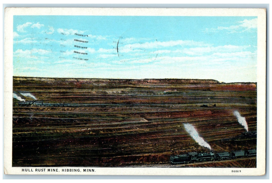 1930 Hull Rust Mine Scene Clouds Hibbing Minnesota MN Posted Vintage Postcard