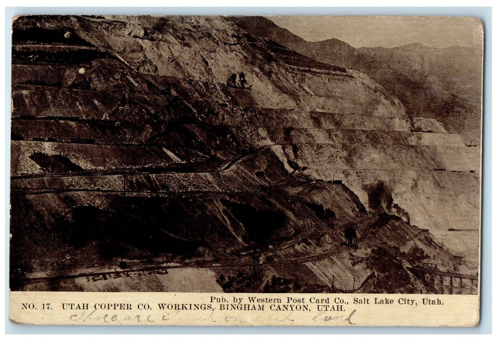 1912 Utah Copper Company Workings View Bingham Canyon Sunnyside Utah UT Postcard