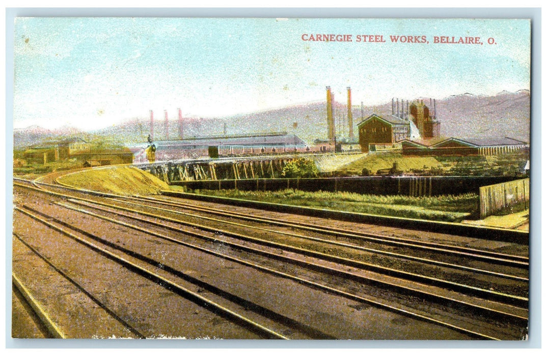 c1950's Carnegie Steel Works Railroad Building Bellaire Oklahoma OK Postcard