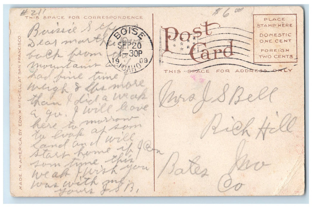 1909 Hydraulic Mining Machines Scene Boise Idaho ID Posted Vintage Postcard